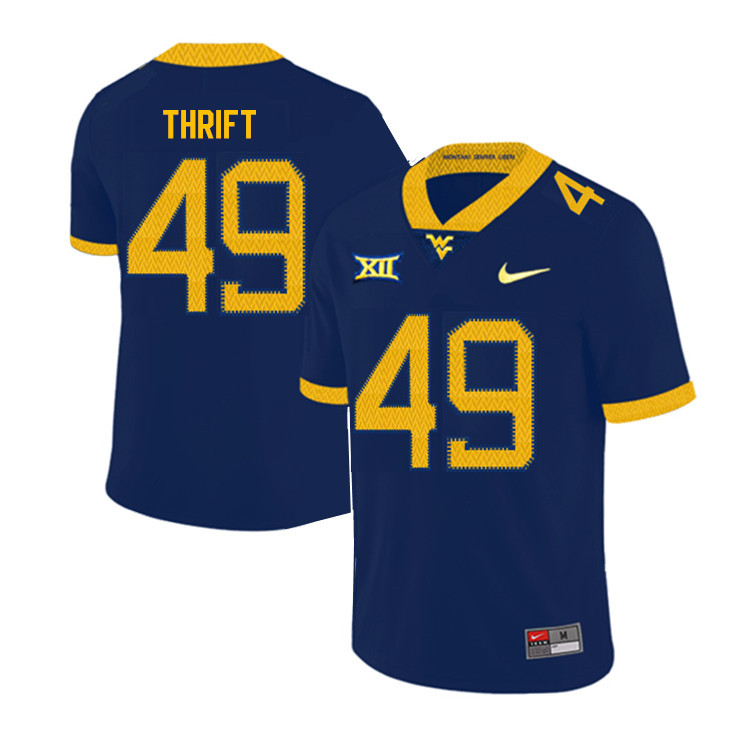 2019 Men #49 Jayvon Thrift West Virginia Mountaineers College Football Jerseys Sale-Navy